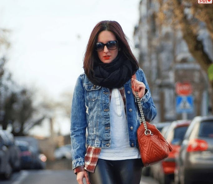 Street style look with denim jackets