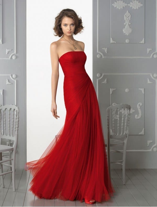 red evening dress