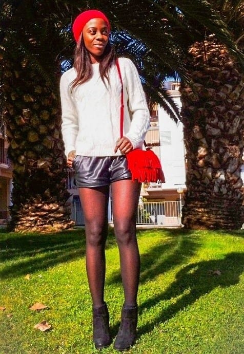 Leather shorts tall girl