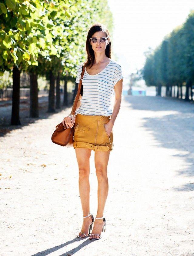 Yellow leather shorts