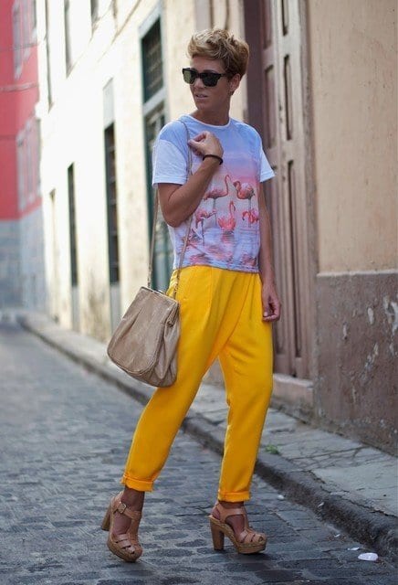 yellow baggy pants