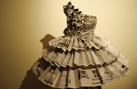 Gowns made from newspaper