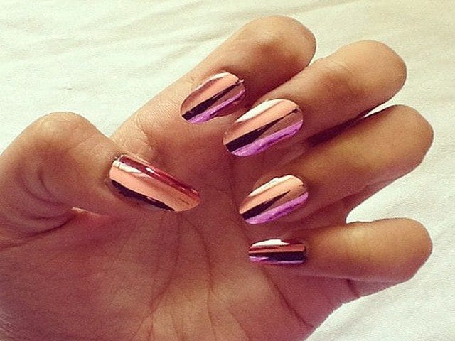 Purple shinny nails