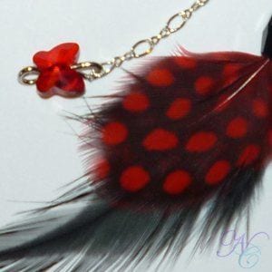 Red and Black Feather Earring