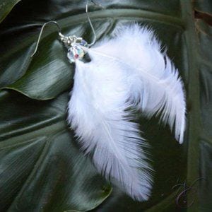 white Feather Earring