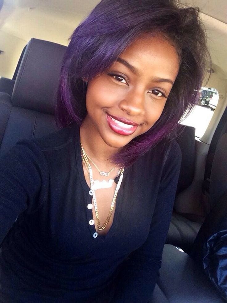Purple Hairstyle For Black Teens with short hair