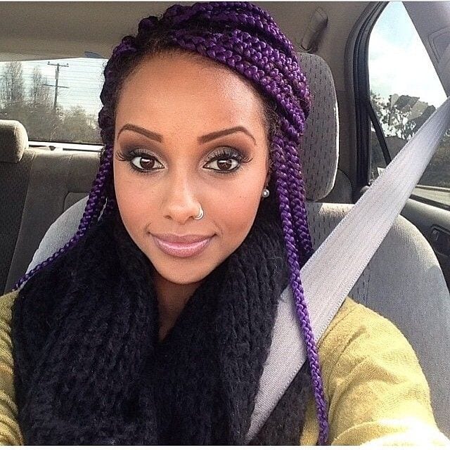Twisted Purple Hairstyles for Black Teenage girls
