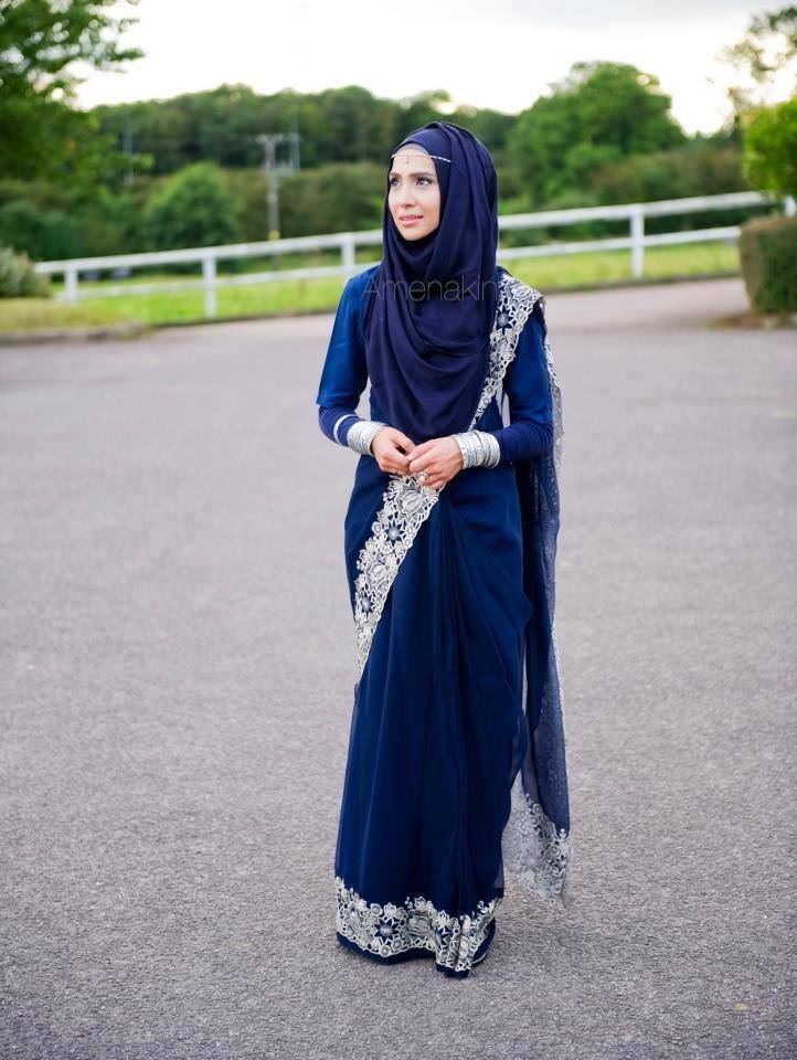 Hijab with  saree outfits