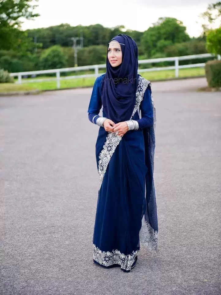 Hijab with  saree outfits 