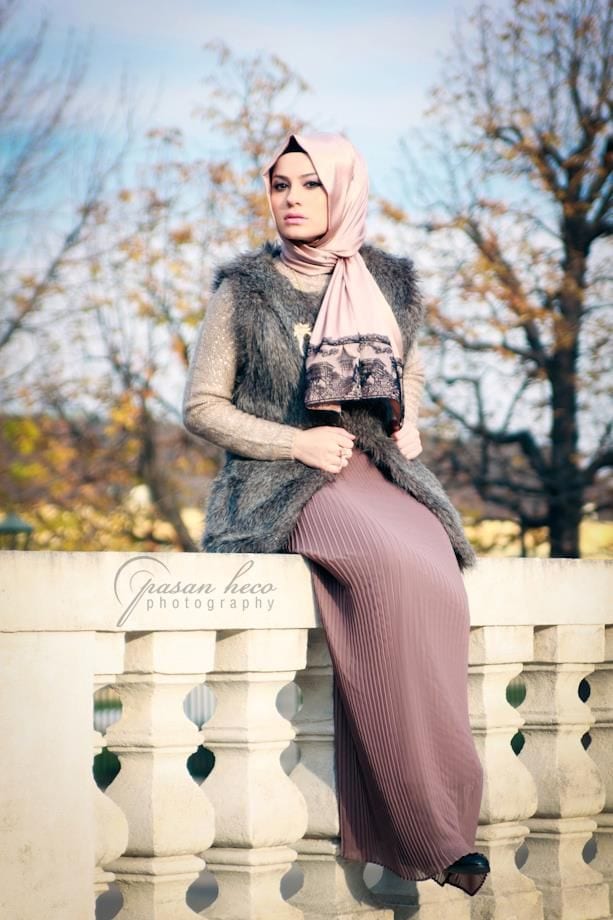 Hijab with fur jackets