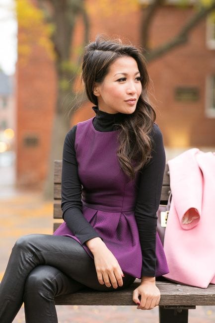 Peplum tops with Leather pants