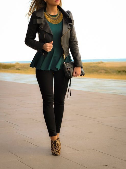 how to wear a peplum top with a jacket