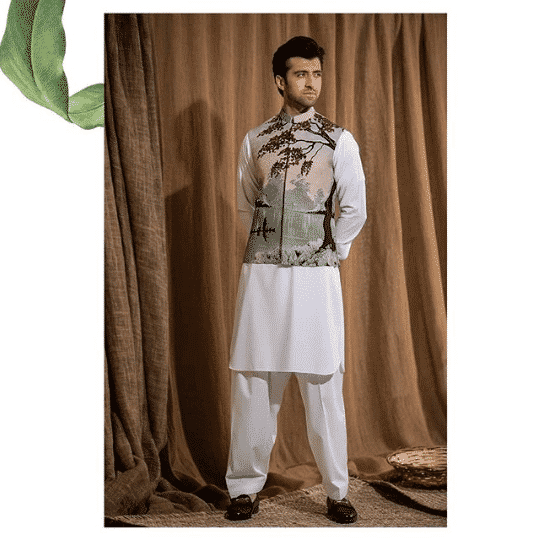 how to wear waistcoat with shalwar kameez men