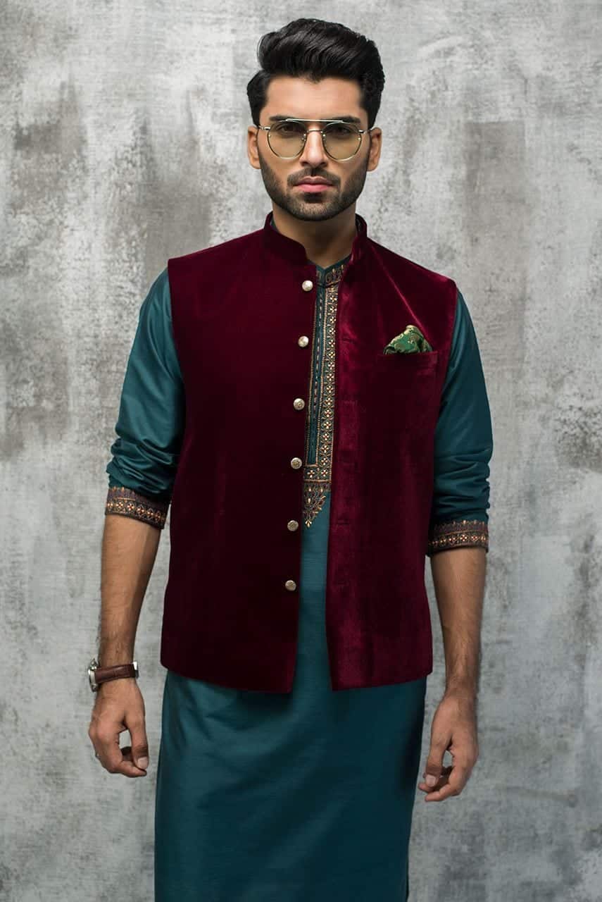 how to wear waistcoat with shalwar kameez men