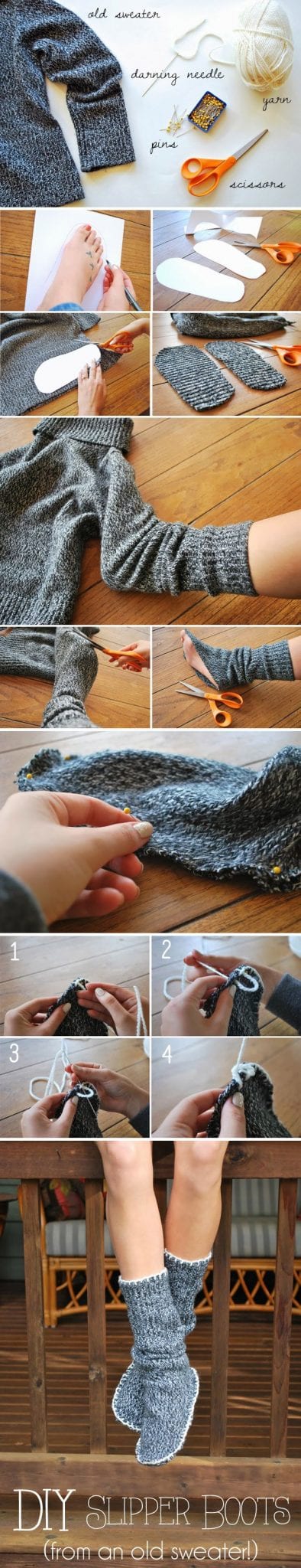 Simple DIY Boot Socks Trick With Tutorial Using Old Sweater