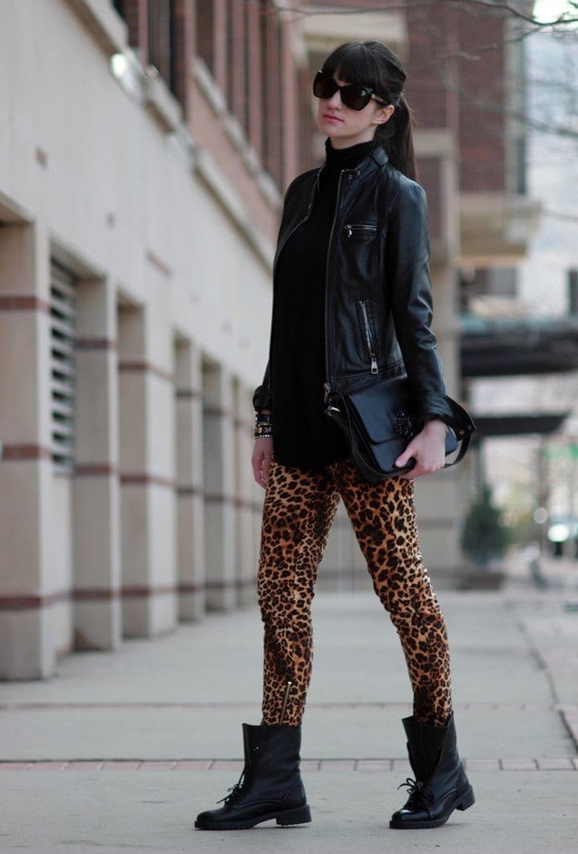 combat boots with cheetah print leggings