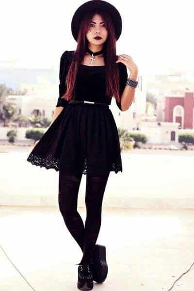 Cute goth style outfit ideas (4)