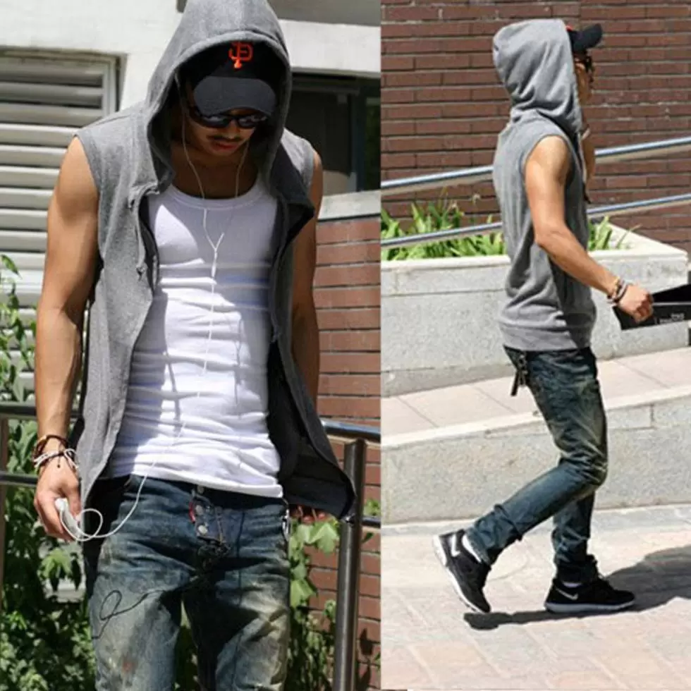 Grey Sleeveless hoodie