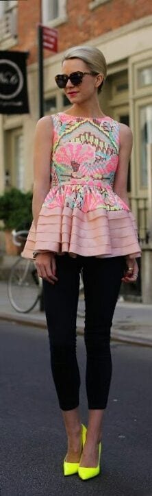 skinny cropped pants with peplum top