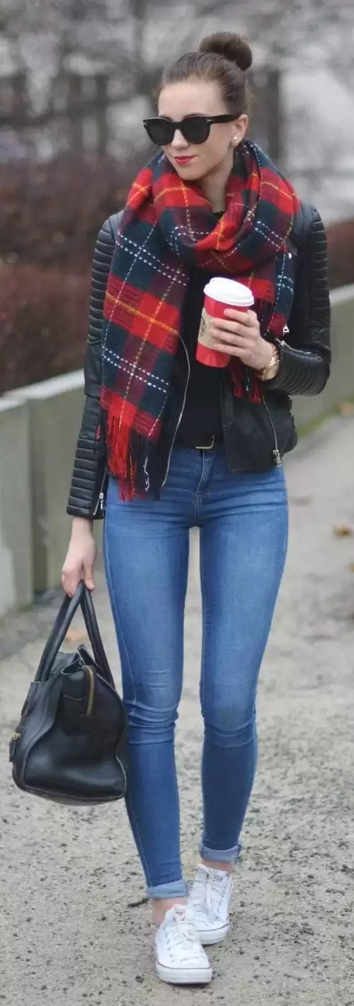 Red Multi Tartan Scarf