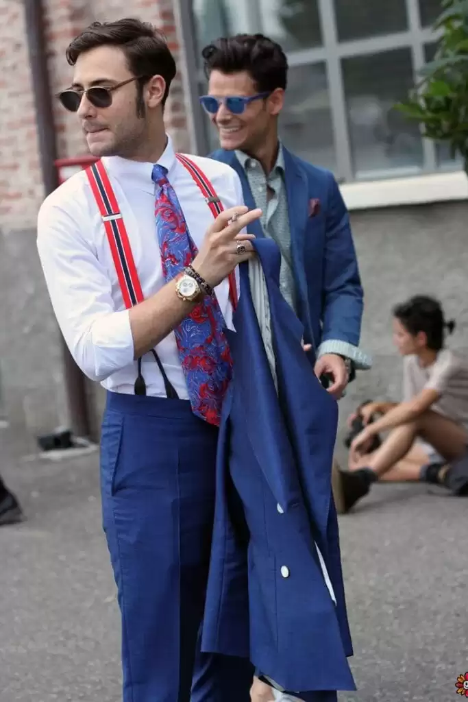 men outfits with suspenders