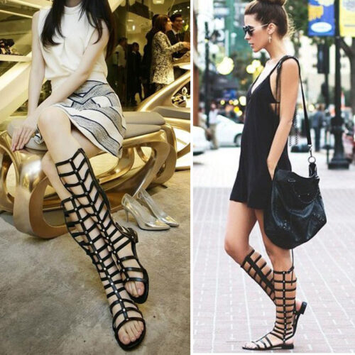 O085-Women-Flat-Bandage-Sandals-Flats-Sexy-Knee-High-Boots-Gladiator-Sandals-Fashion-Shoes-Women-Knee