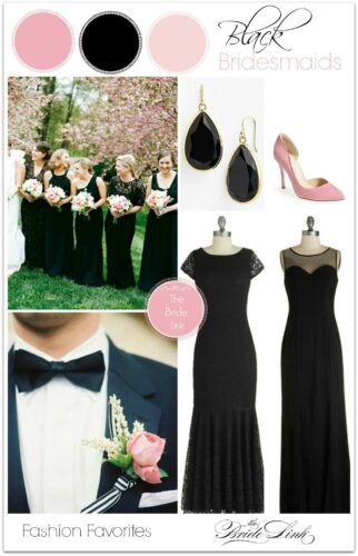 pink-and-black-bridesmaids-dresses
