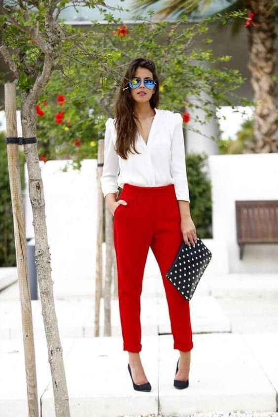 Stylish Outfits With Red Pants (20)