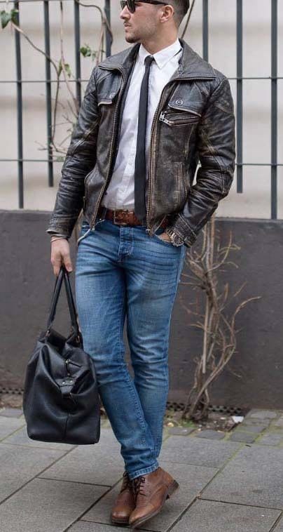 Ideas for Men to wear Leather Jackets (9)