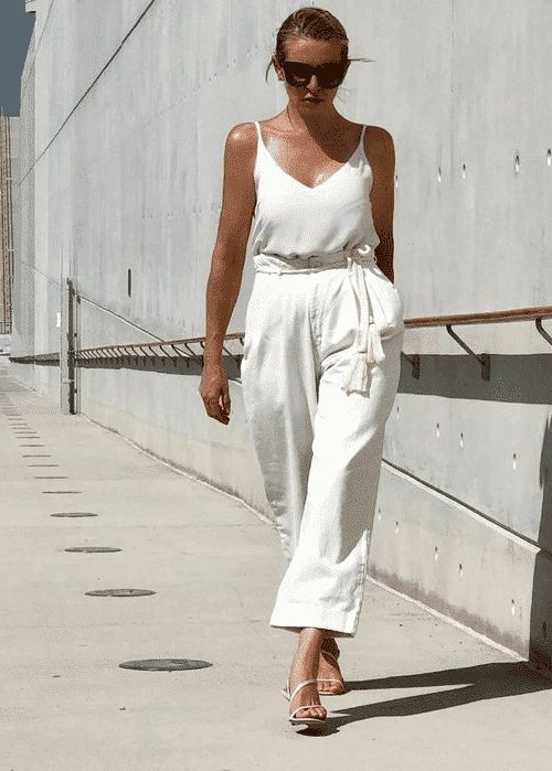 white wide leg pants outfits for women