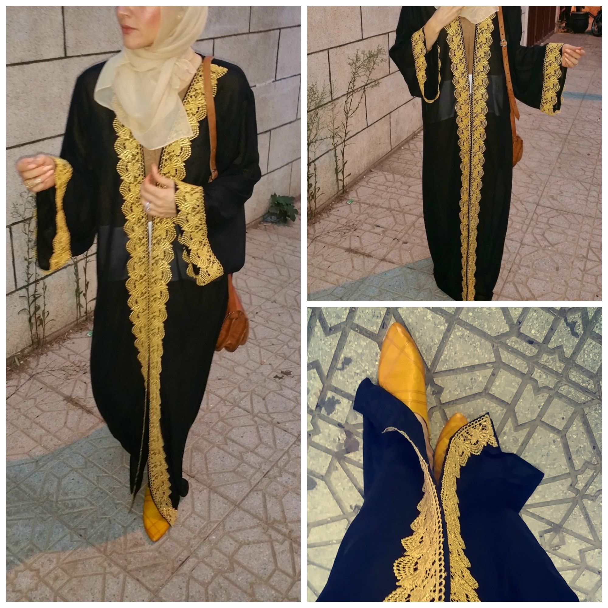 19-kimono-hitam-abaya-dengan-sepatu datar-meruncing-Maroko