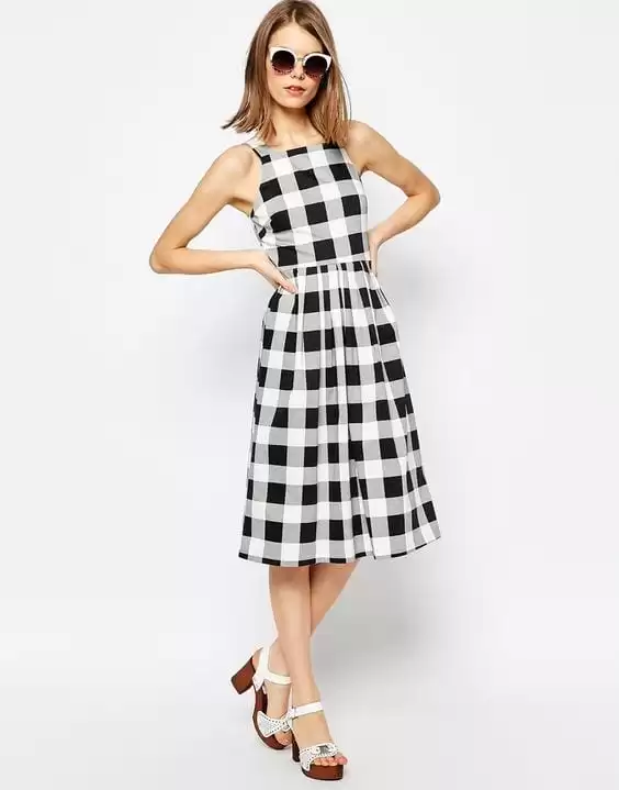 black-and-white-checkered-dress