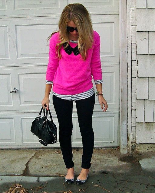 Hot pink sweater to wear on friends-day-out