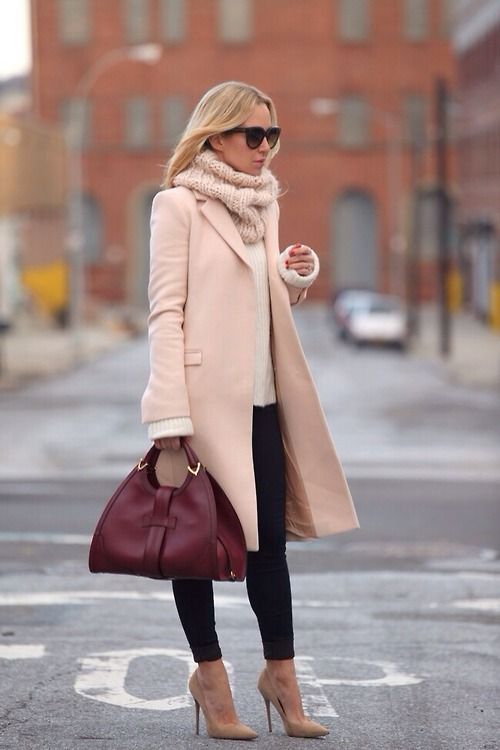 Wear long pink coat to office
