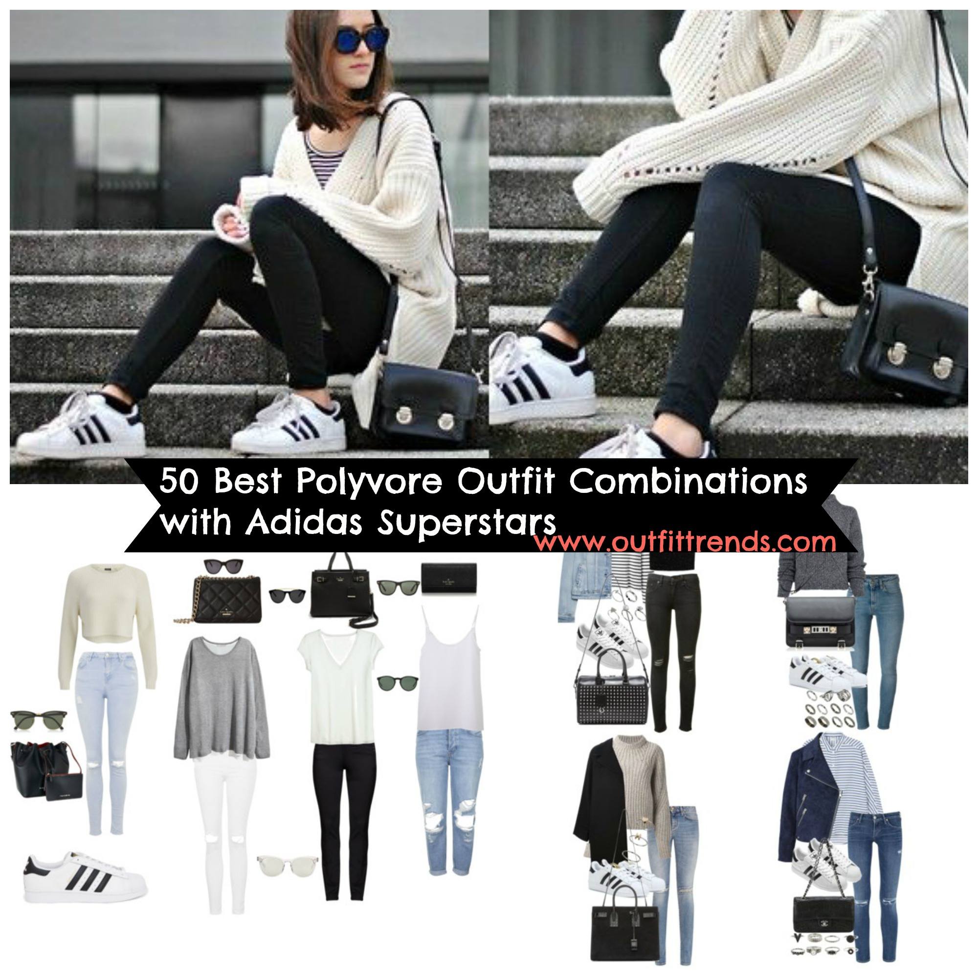 50 Best Polyvore Outfits with Adidas Superstars for Girls to Copy