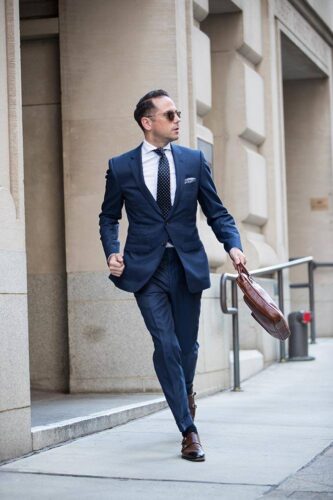 Blue Suits with Brown Shoes Ideas for Men