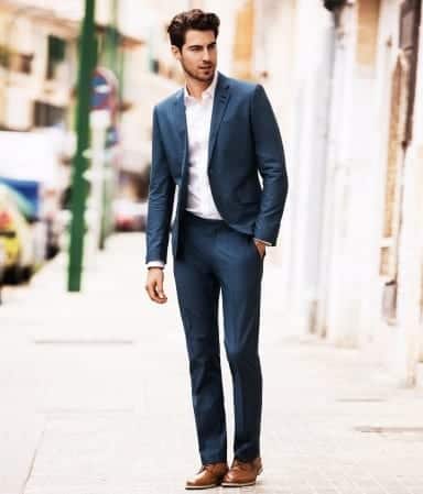 Blue Suits with Brown Shoes Ideas for Men (12)