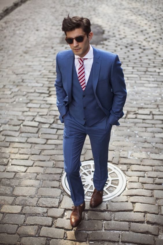 Blue Suits with Brown Shoes Ideas for Men (2)