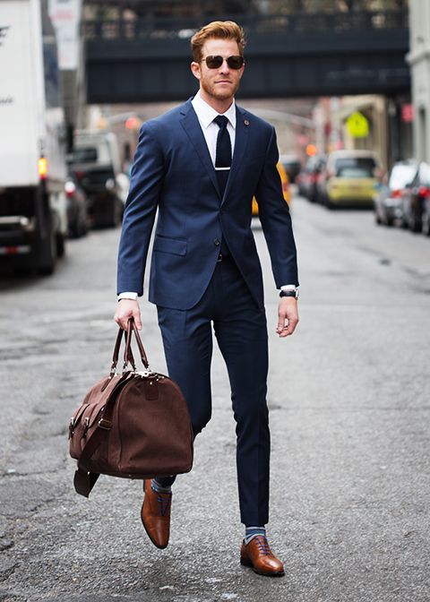 styling blue suit with brown shoes for men 1