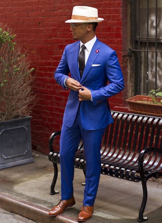 Mens royal blue suit brown shoes  Blue suit brown shoes Royal blue suit  Blue suit
