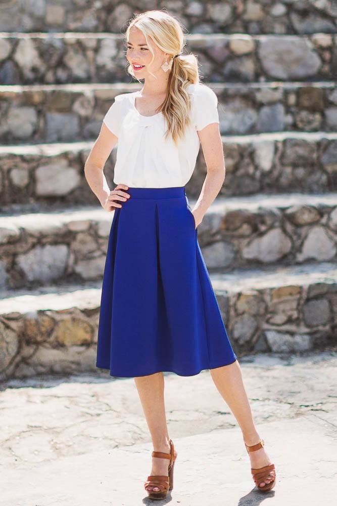 how to wear cobalt blue skirts (26)