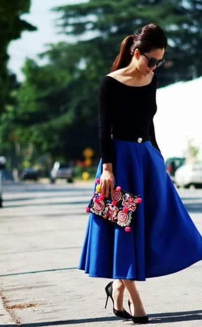 how to wear cobalt blue skirts (6)