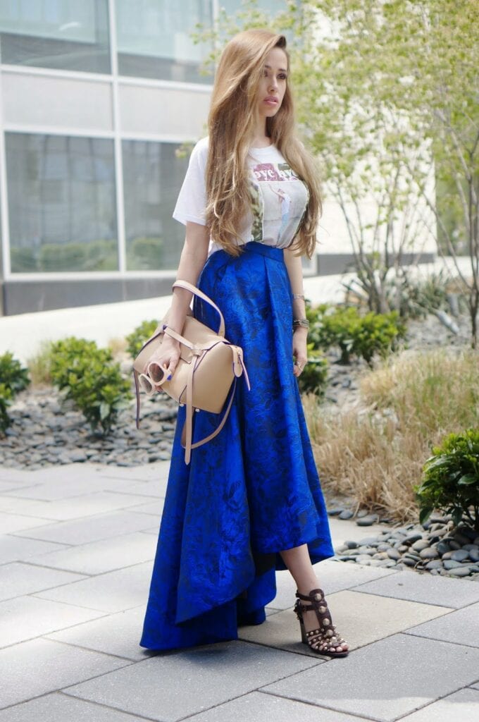 how to wear cobalt blue skirts (4)