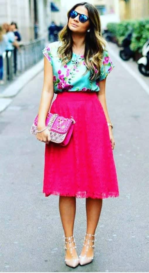 Twinset Midi Skirt in Fuchsia Pink Womens Clothing Skirts Knee-length skirts 