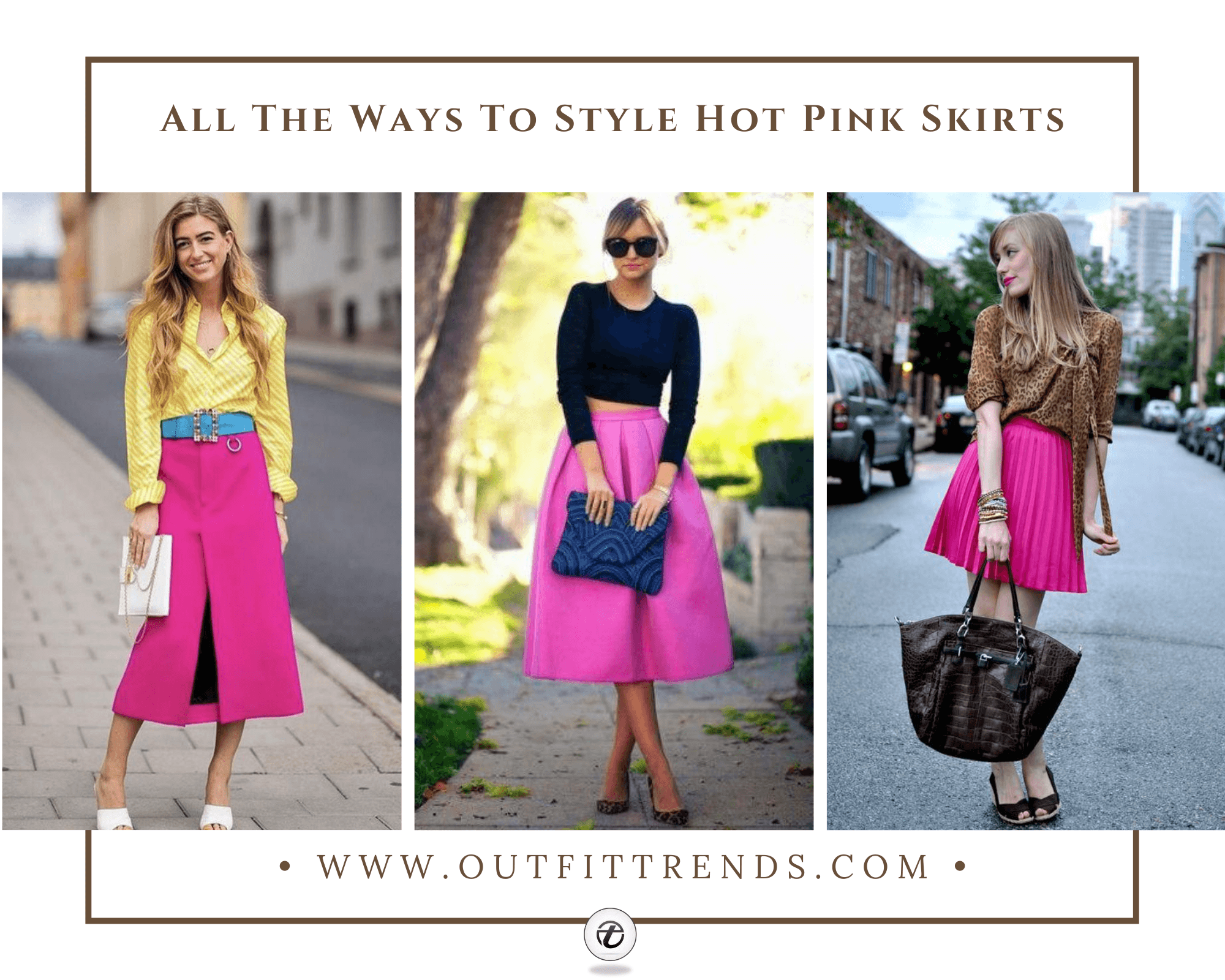 different ways to wear hot pink skirt