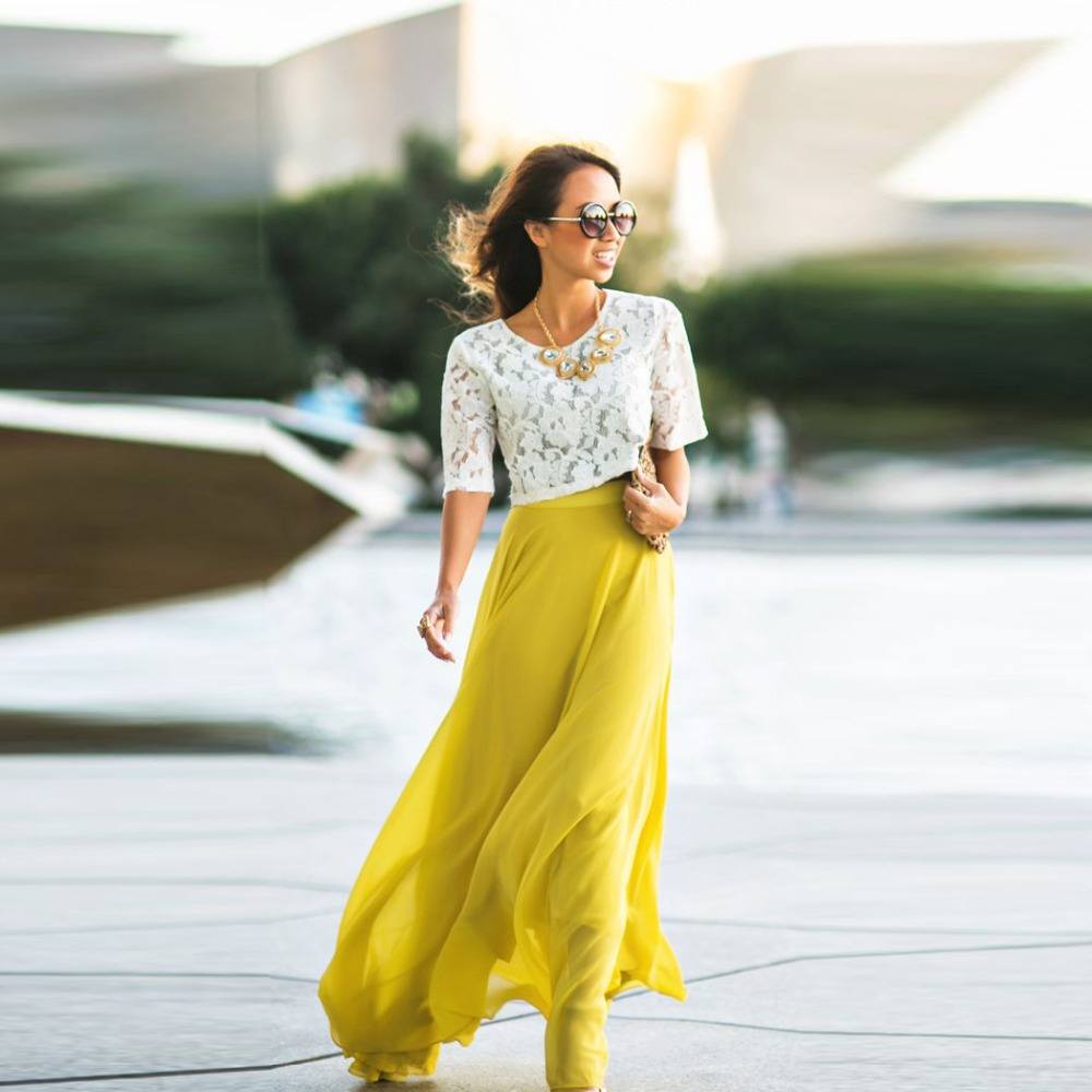 Discover 94+ mustard long skirt outfit best