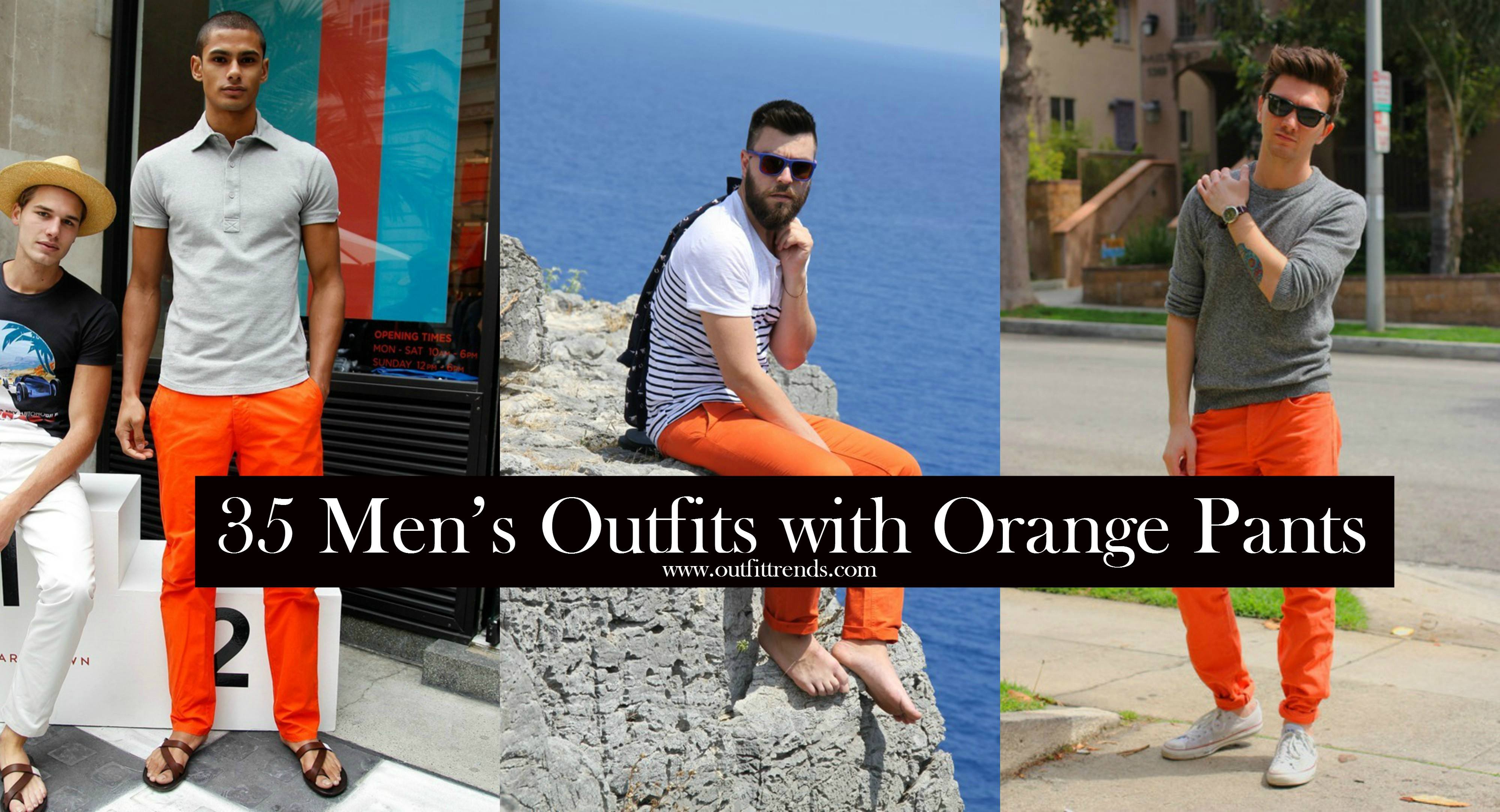 Orange wide-leg pants | HOWTOWEAR Fashion