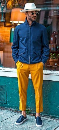men's yellow pants outfits