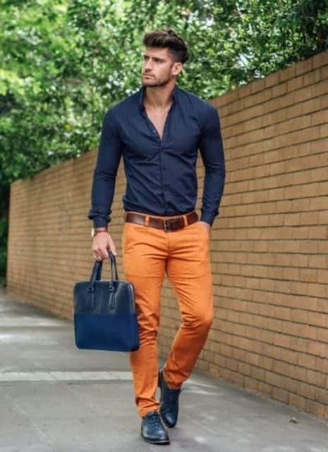 how to wear orange pants for men (9)
