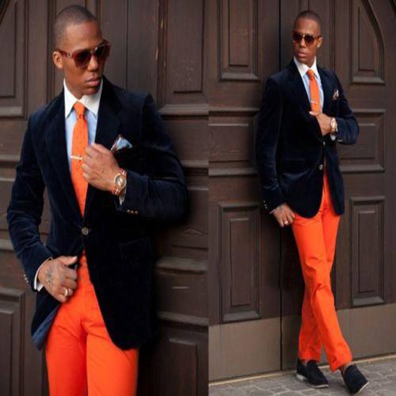 Men S Orange Pants Outfits 35 Best Ways, Red Coat And Blue Pants Mens Outfit